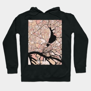 Hamburg Map Pattern in Soft Pink Pastels Hoodie